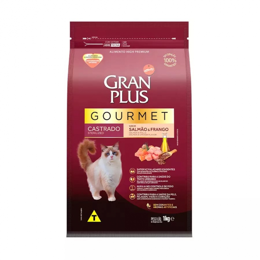 GRANPLUS GOURMET GT CASTRADO 1KG SALMAO/FRANGO 