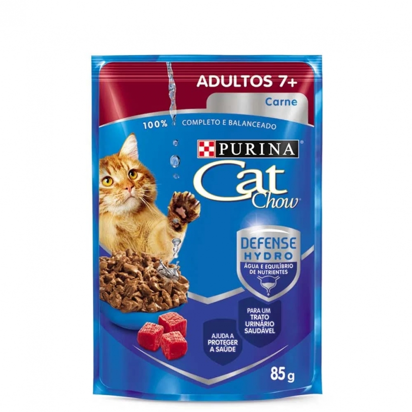 CAT CHOW SACHE 85G ADULTO 7+ CARNE