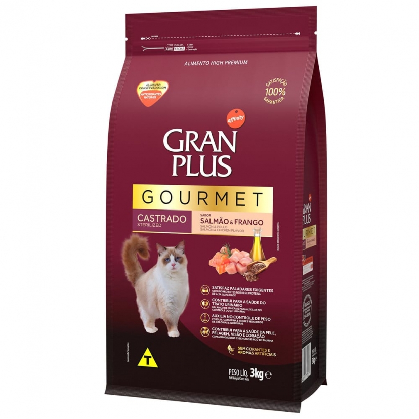 GRANPLUS GOURMET GT CASTRADO 3KG SALMAO/FRANGO 