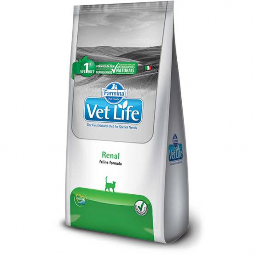 RAÇÃO VET LIFE FELINE DIET RENAL PARA GATOS ADULTOS 2KG 