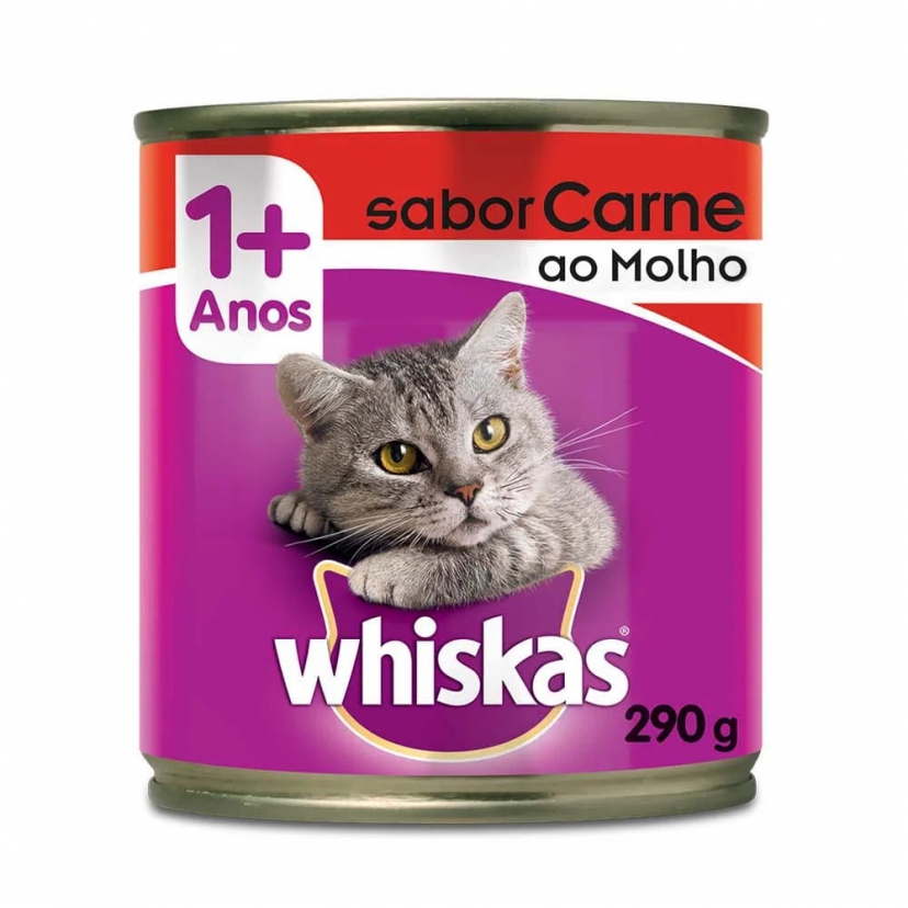 WHISKAS LATA CARNE PEDACOS 290G